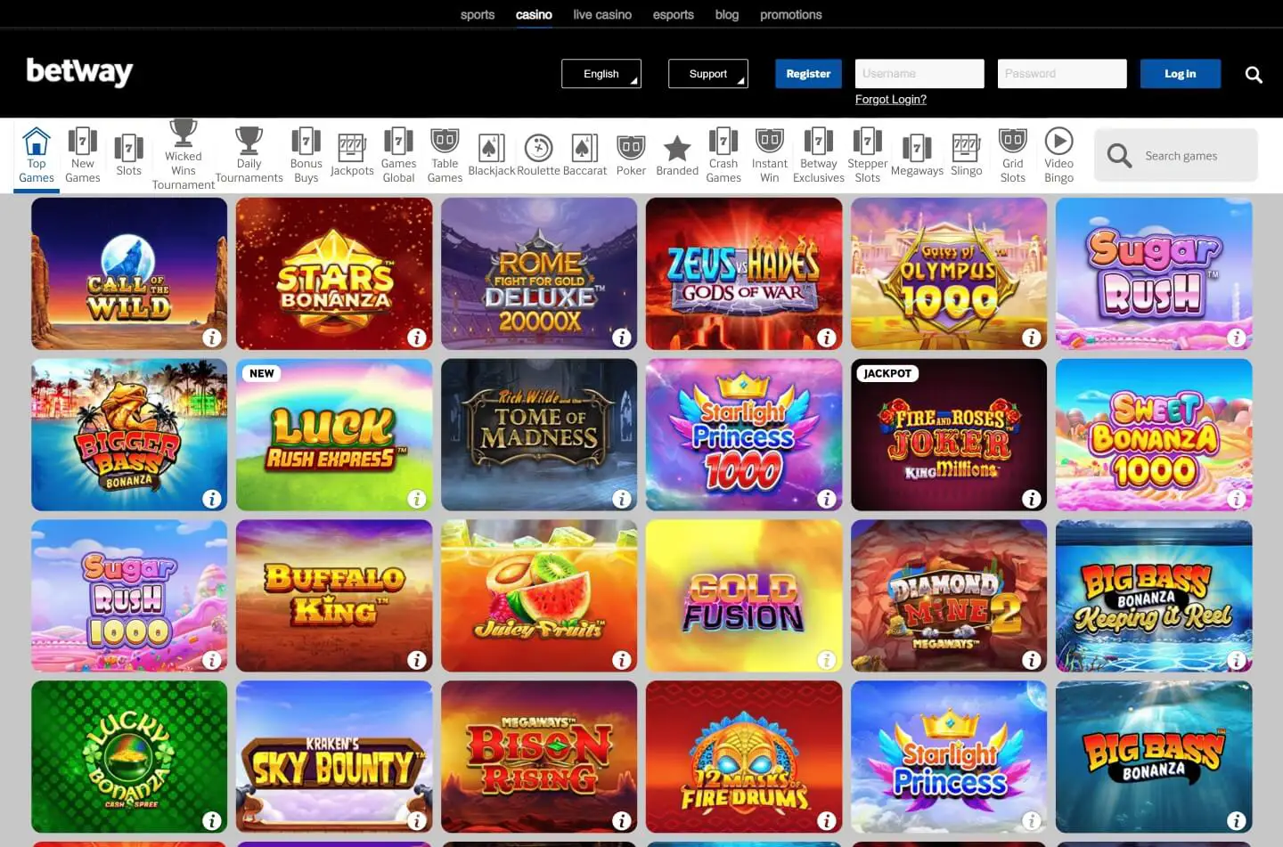 Betway casino screenshot 3