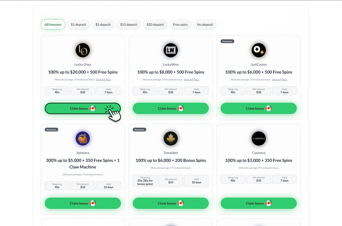 How to claim casino bonus step 1