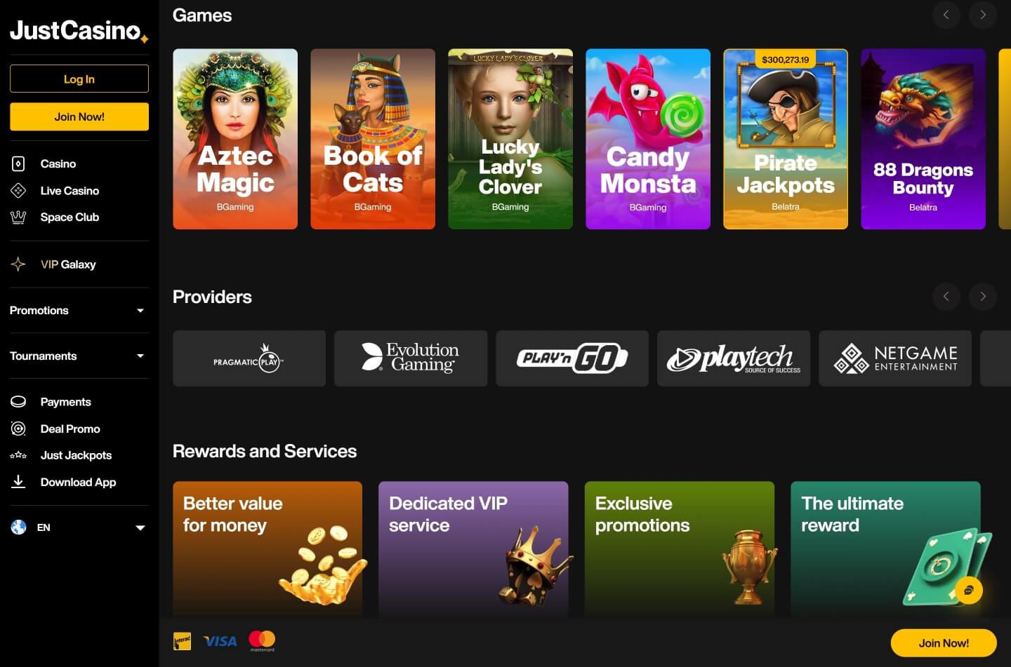 JustCasino casino screenshot 2