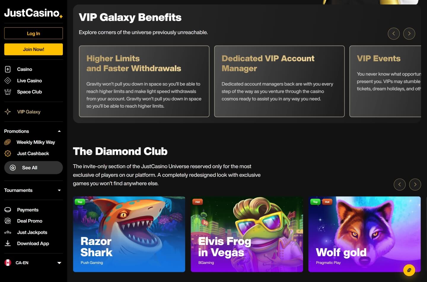 JustCasino casino screenshot 4