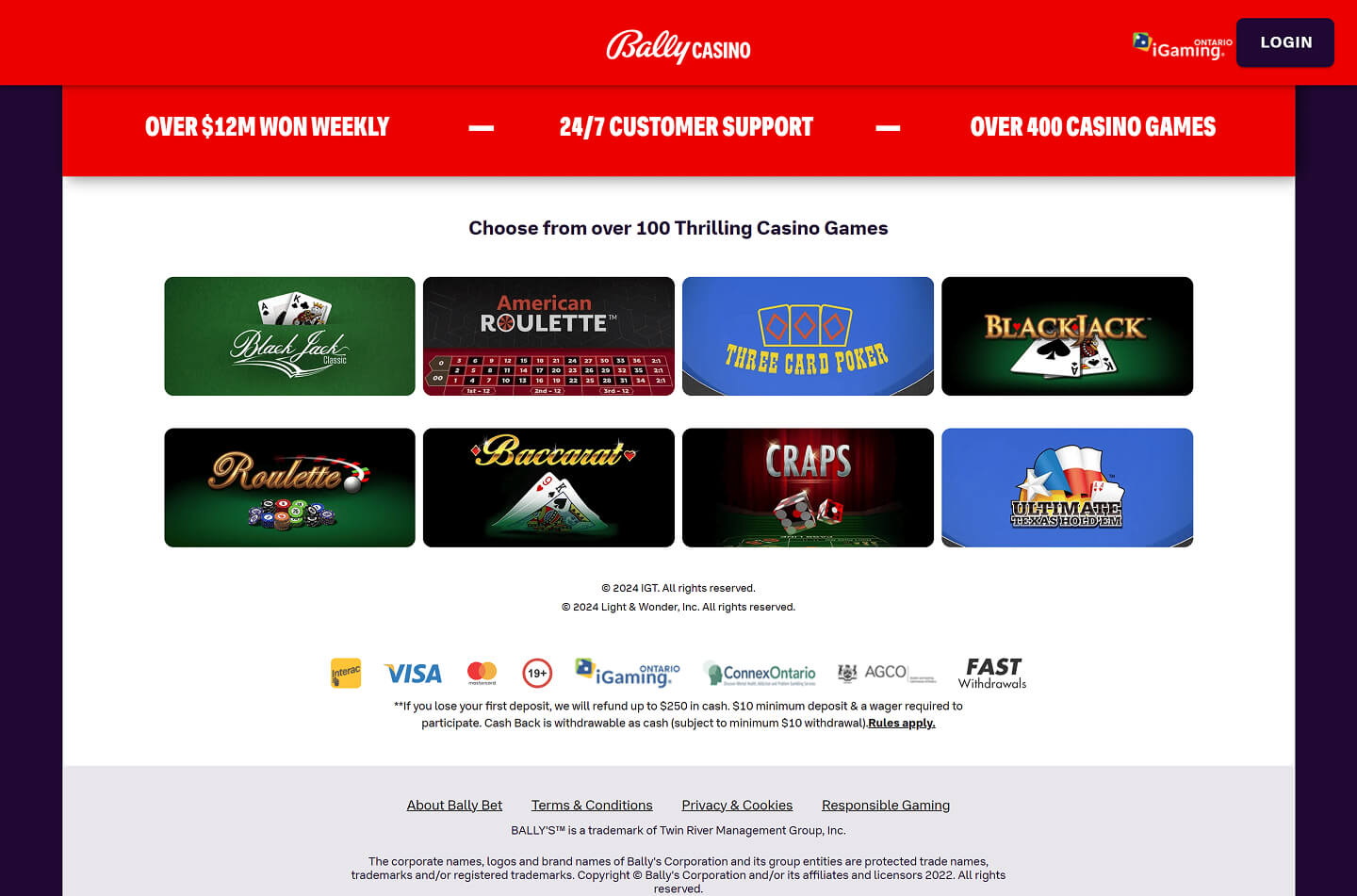 Bally Bet casino screenshot 1