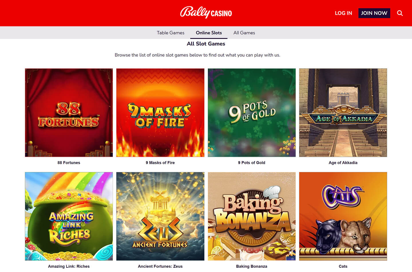 Bally Bet casino screenshot 2