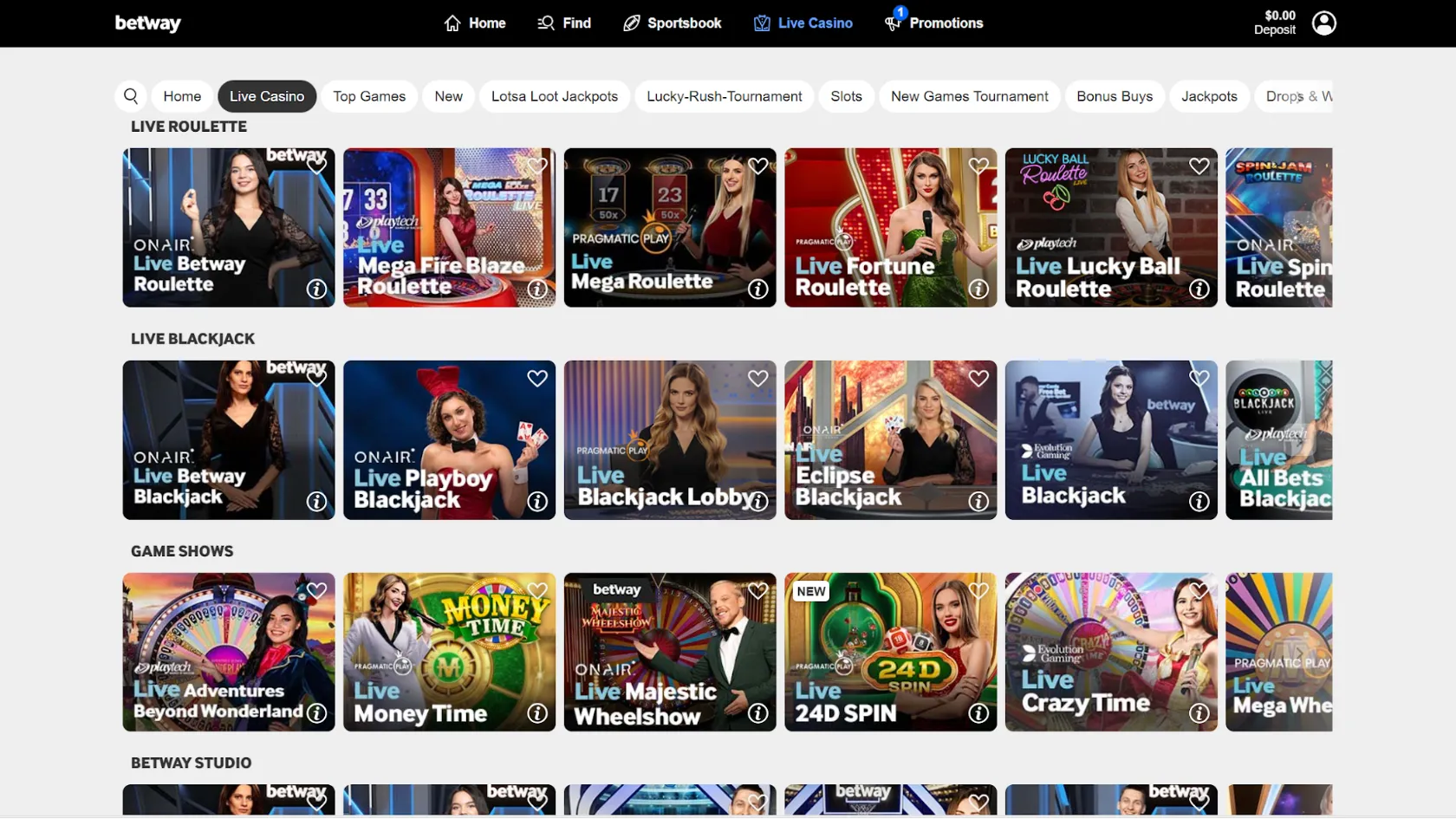 Betway casino Ontario Screenshot 3