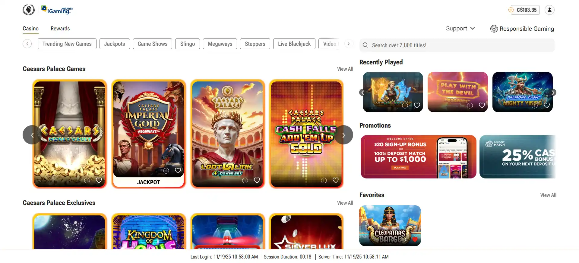 Caesars Screenshot 1