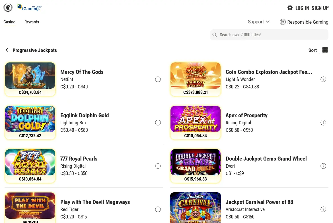 Caesars Progressive Jackpot screenshot