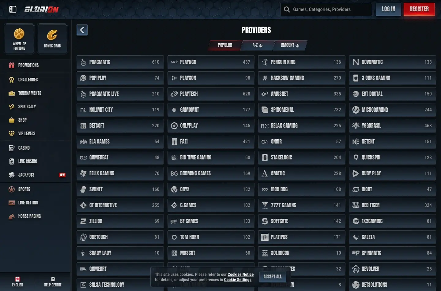 Glorion Casino screenshot 2