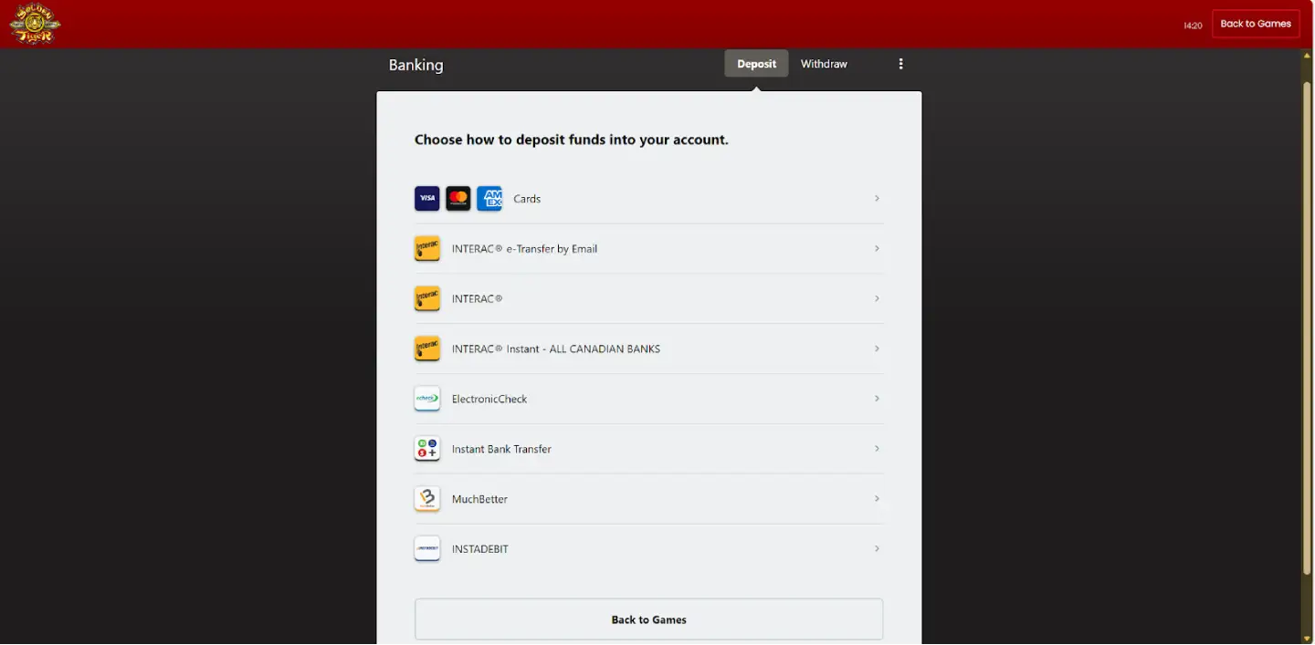 Golden Tiger casino screenshot 3