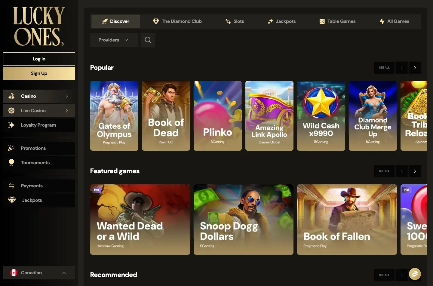 Lucky Ones Casino Screenshot 1