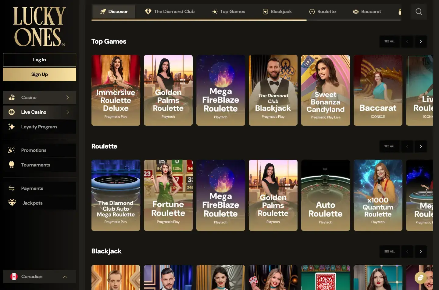 Lucky Ones Casino Screenshot 2