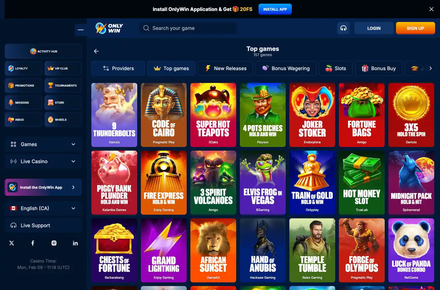 OnlyWin Casino Screenshot 2