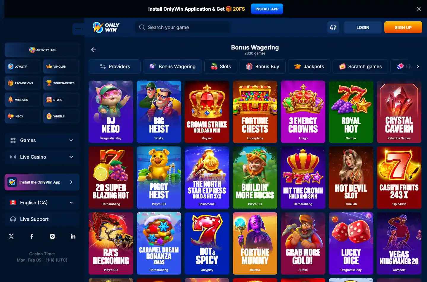 OnlyWin Casino Screenshot 3