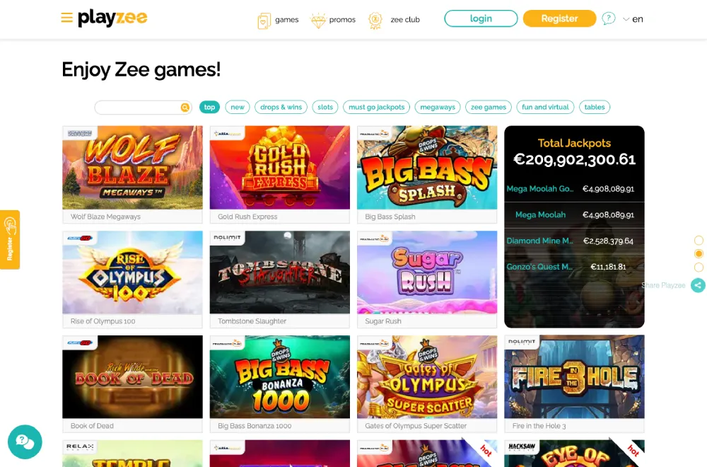 Playzee casino screenshot 1