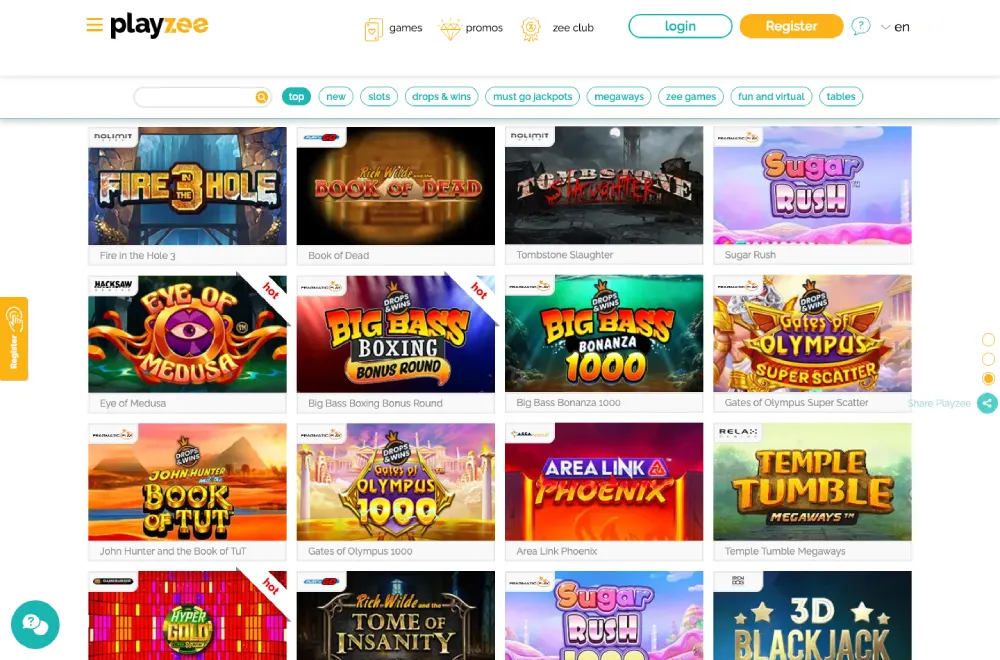 Playzee casino screenshot 2