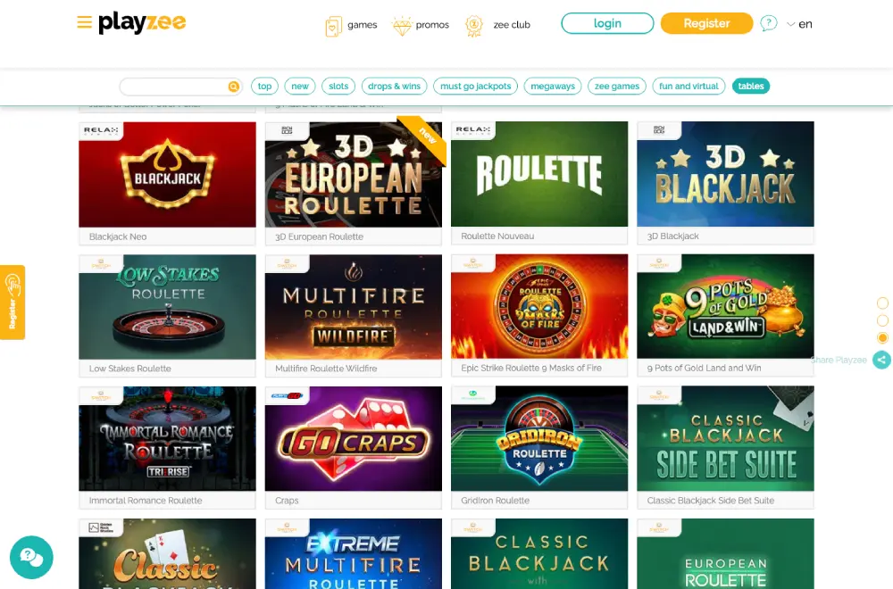 Playzee casino screenshot 4