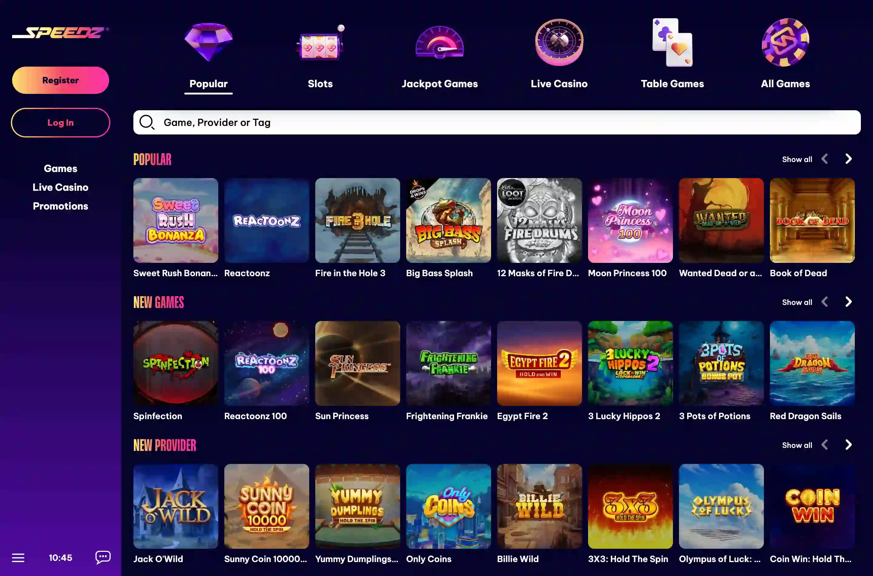 Speedz Casino Screenshot 2