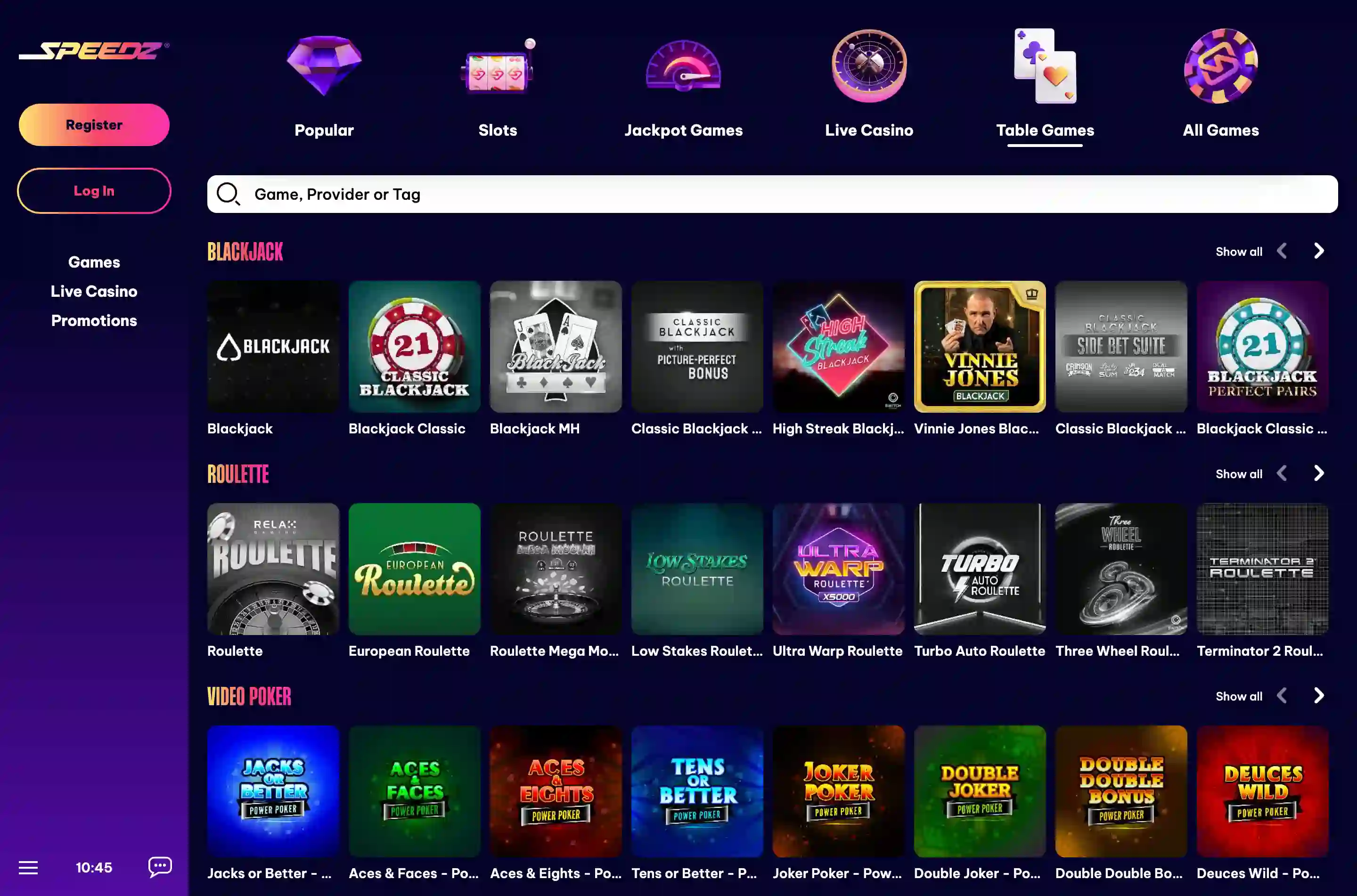 Speedz Casino Screenshot 4