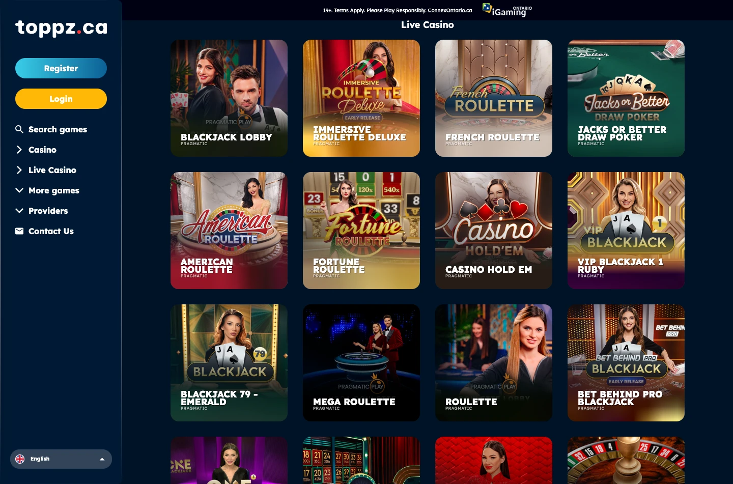 Toppz Casino Ontario screenshot 3