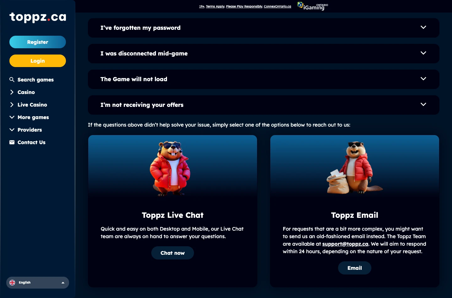 Toppz Casino Ontario screenshot 4