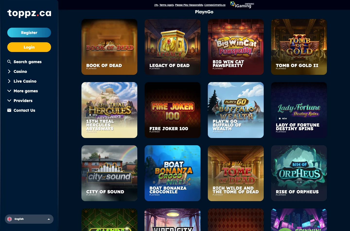 Toppz Casino Ontario screenshot 5