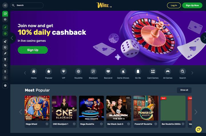 Winz casino screenshot 4
