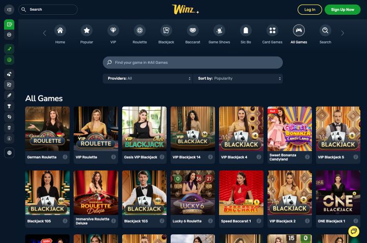 Winz casino screenshot 5