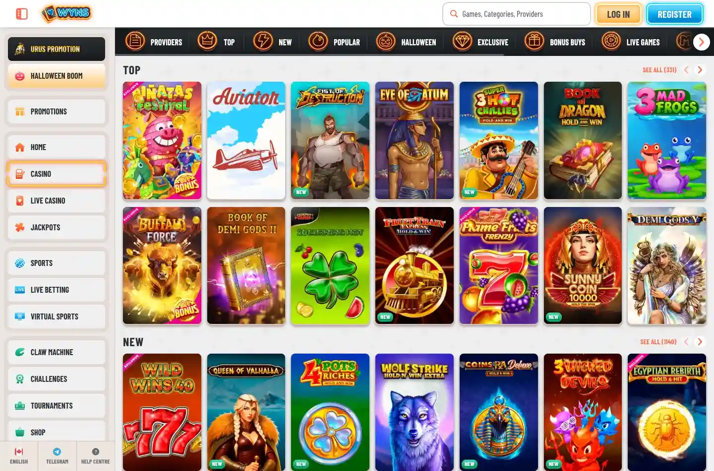 Wyns Casino Screenshot 1