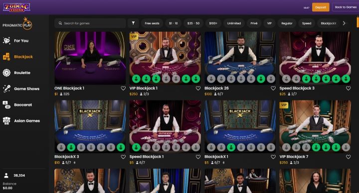 Zodiac Casino screenshot 5