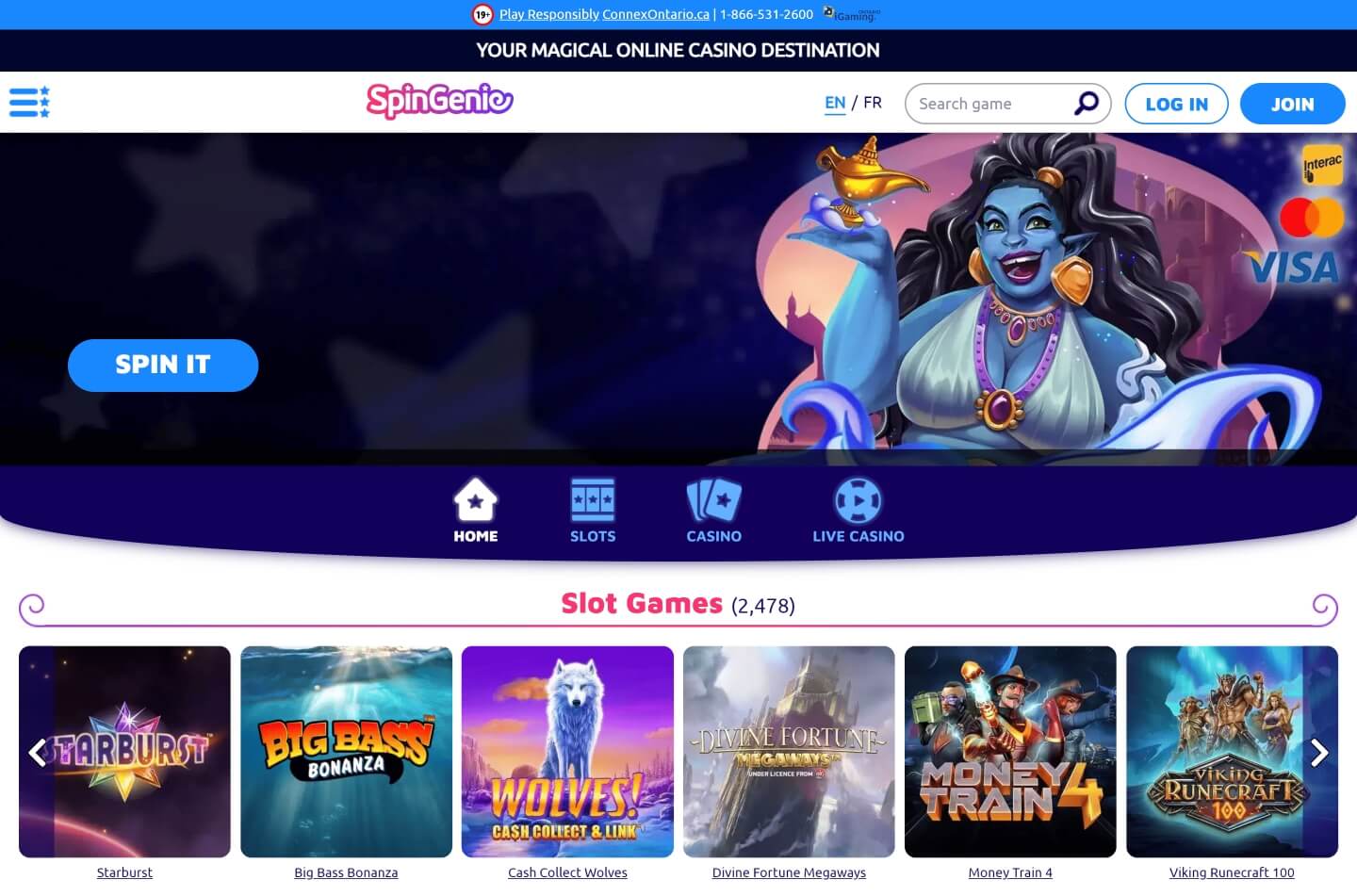 Spin Genie casino screenshot 1