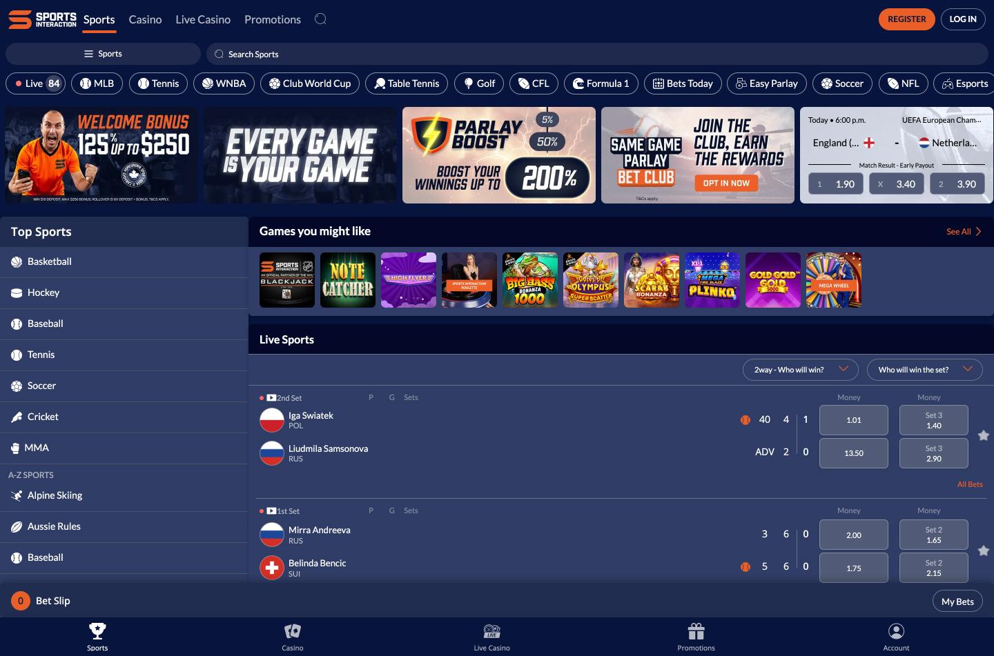 Sports Interaction Home