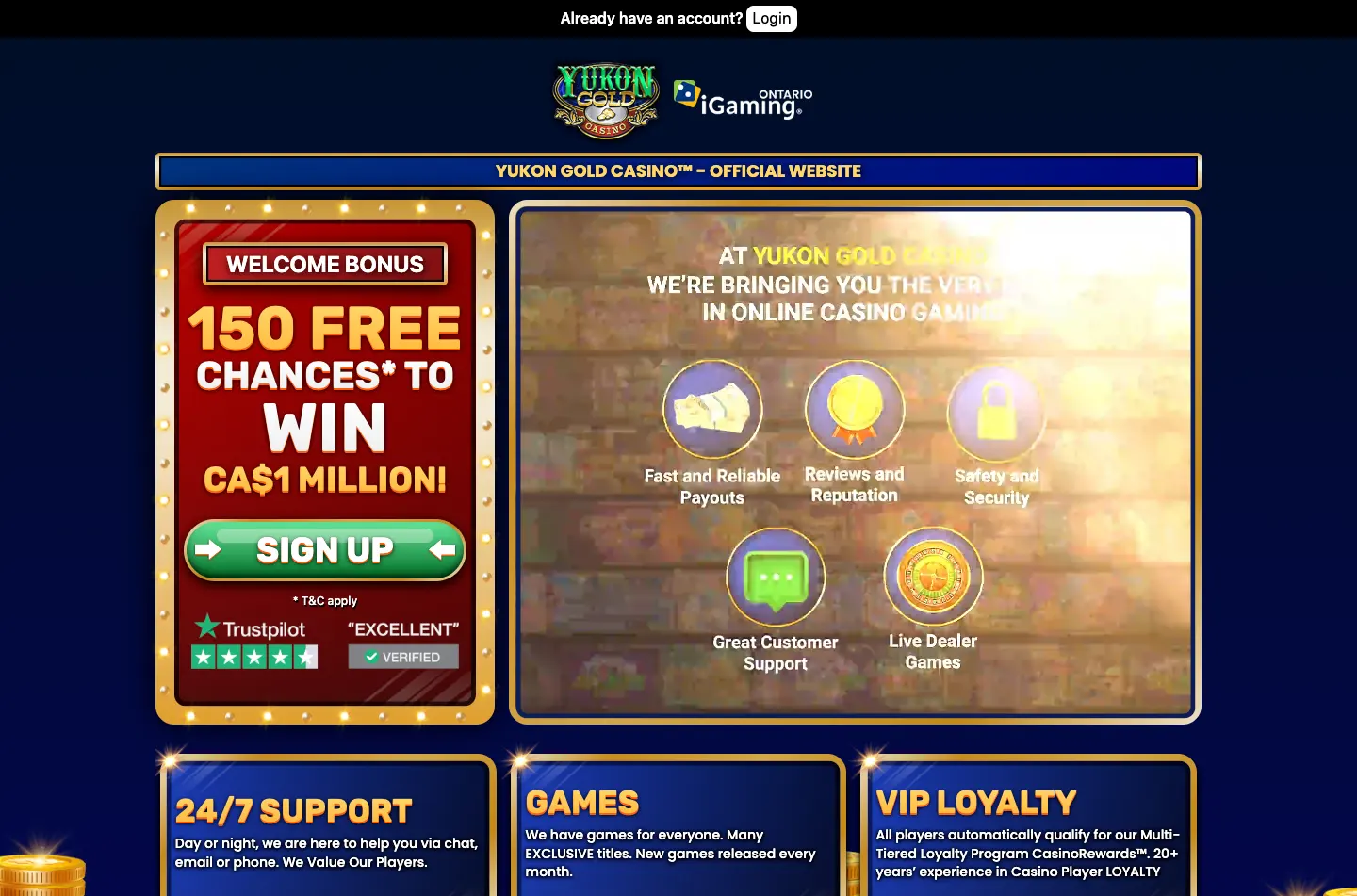 Yukon Gold casino screenshot 1